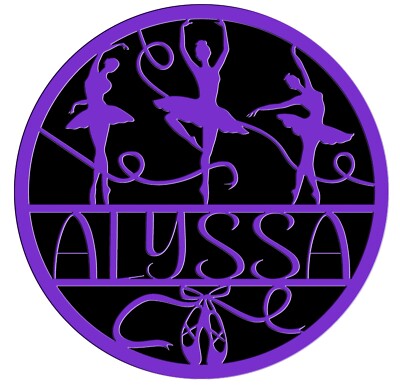Ballerina Personalized name plaque wall hanging sign   two laser cut layers