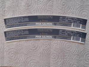 2 Whitney's Fancy Pink Salmon Vintage Can Labels Farwest Fisheries, Seattle, WA