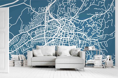 3D Dark Blue Map Wallpaper Wall Murals Removable Wallpaper 78
