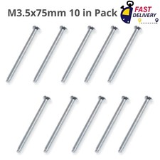 3.5mm Electrical Screws Long Light Switch Plate Plug Socket 75mm 10 in Pack