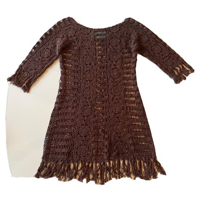 brown crochet beach dress Claudia Crochet Midi Dress CHOCOLATE BROWN / XS main image 1