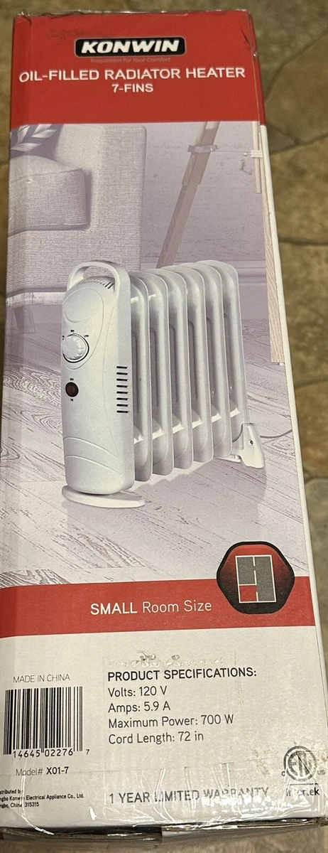 Konwin X01-7 Electric Oil Filled Radiator Heater - White 7-Fins | eBay