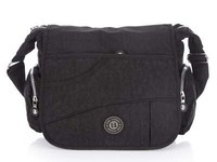 Bag Street Leciht Crinkle-Nylon Tasche Schultertasche Reisen Alltag Schwarz