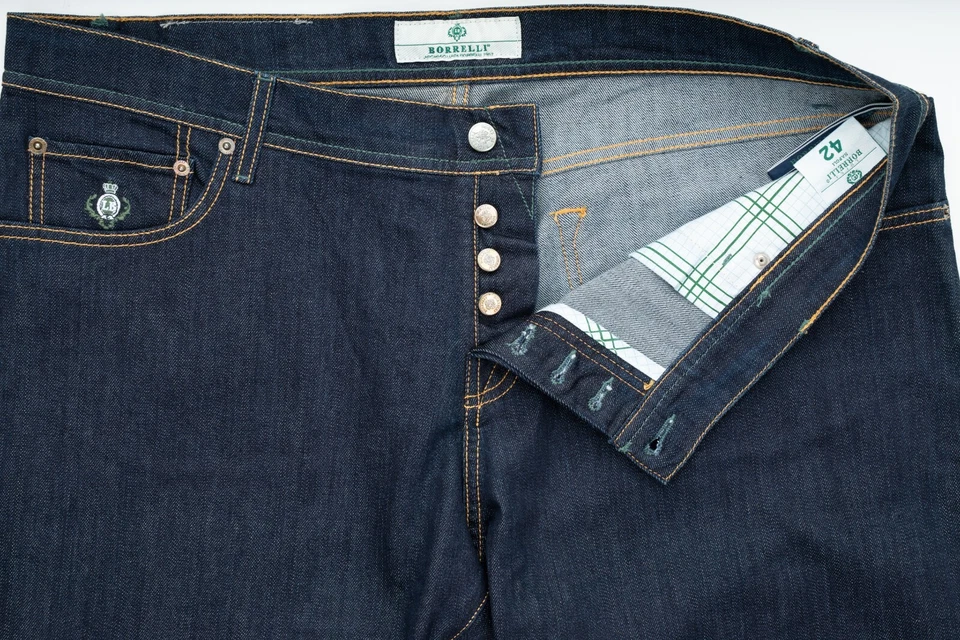 LUIGI BORRELLI синие джинсы хлопок регулярный темно стирка подходит джинсовой ткани коллекции 42 EU 58 - Изображение 3 из 4