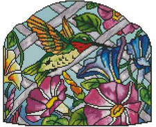 Morning Glories and Hummingbird Stained Glass Cross Stitch CHART No. 33-104