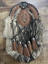 Scottish Handmade Fox Fur Full Dress Sporran Antique Finish Kilt Sporran