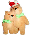 Vintage Flocked CHRISTMAS ORNAMENT TEDDY BEARS - FATHER & SON /4" — photo 2