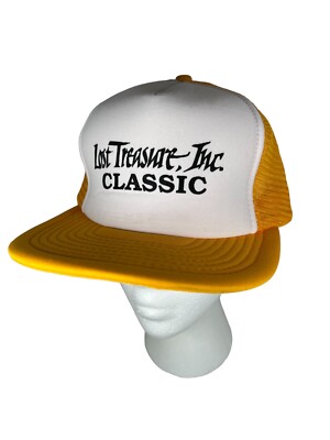Vintage Lost Treasure Inc Classic  Mesh Snapback Trucker Hat Yellow Speedway