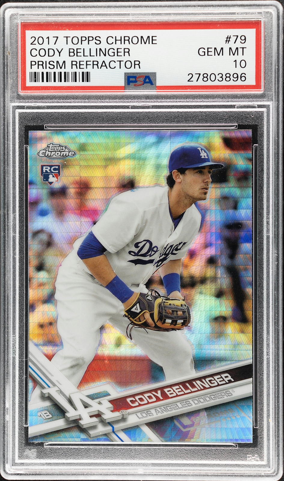 2017 Topps Chrome Cody Bellinger Prism Refractor #79 PSA 10 Rookie RC