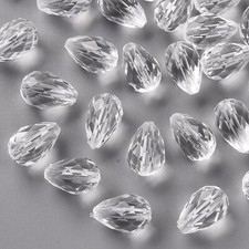 500g Teardrop Faceted Clear Transparent Acrylic Beads For Jewelry Making 17x11mm