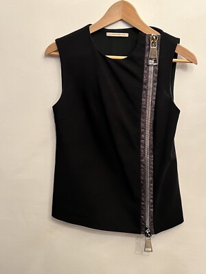 Christopher Kane Schwarz Ärmellos Oversize Reißverschluss Top UK8