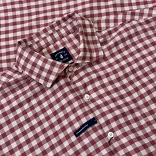Camicia uomo Johnnie-O Top Shelf WESTOVER LS Gingham a quadri taglia XL rosso ribes $178