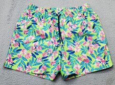 Men Swim Trunk Shorts Medium Multi Floral Lined Elastic Waist Pockets Drawstring