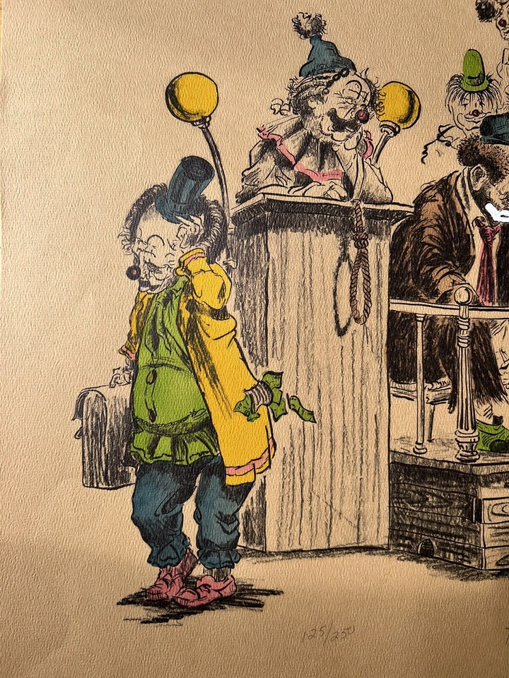 DE COLECCIÓN FIRMADO NUMERADO 125/250 LIMITADO WAYNE HOWELL COLGANTE JURADO PAYASOS IMPRESIÓN Foto 2 de 4