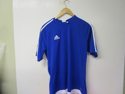 NEW! Adidas Youth Medium Climalite Soccer Jersey BoBlue White Estro 15  Stripes
