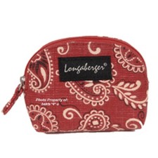 NEW Longaberger COIN- MAKEUP- KEYS- MEDS-CONTACTS CASE-in RED BANDANA FREE SHIP