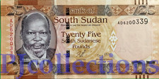 SOUTH SUDAN 25 POUNDS 2011 PICK 8 UNC