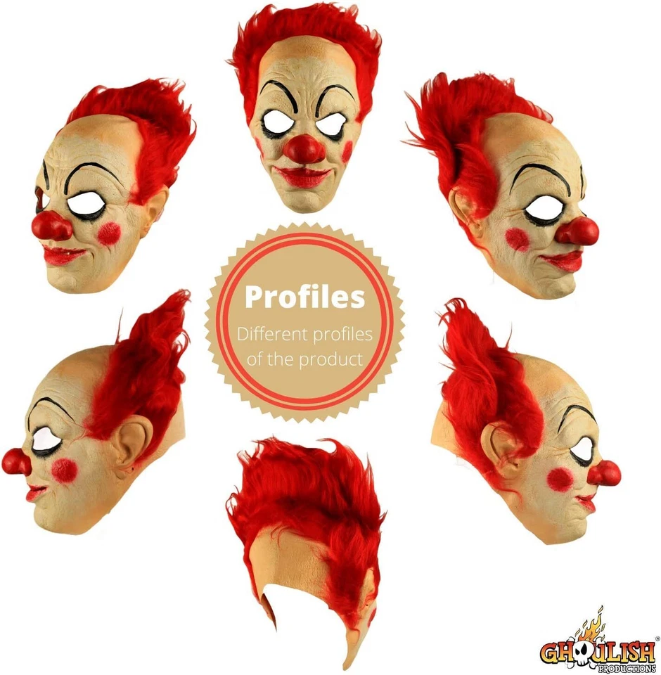 Pickles Payaso Rojo Máscara Circo Elegante Vestir Halloween Adulto Disfraz Accesorio Foto 2 de 2