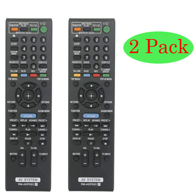 2 Pack Remote RM-ADP053 for Sony DVD BDV-E370 BDV-T57 BDV-E870 BDV-E570 BDV-E470