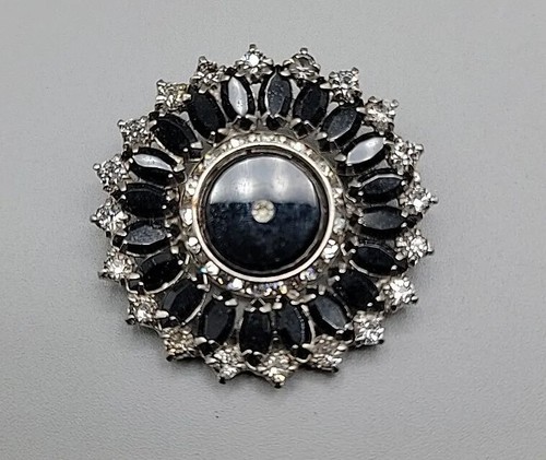 Rhinestone Large Circle Brooch Vintage Black & White | eBay