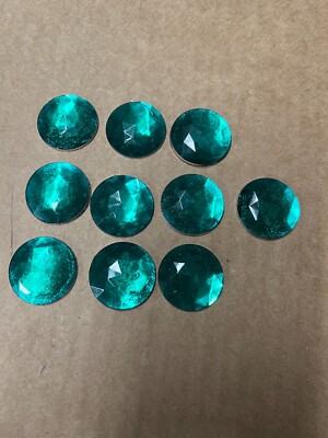Lot of 10 Vintage Green 1''  Jeweled Bicycle Reflectors Schwinn Shelby Monark &&
