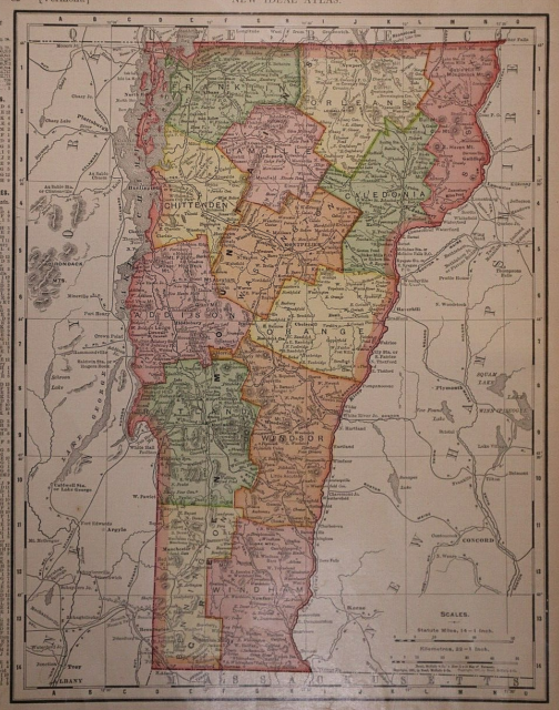 Vecchia mappa dell'Atlante Rand McNally 1909 ~ VERMONT - BURLINGTON ~ S&H gratuita