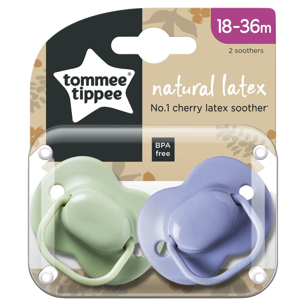 Tommee Tippee Natural Latex Cherry Soothers 18-36m Pack Comfort