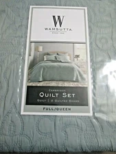 New $130 Wamsutta Cambridge 3-Piece Full/Queen Quilt Set in Dusty Blue