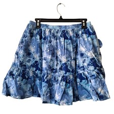 NWT Lands' End Tiered Skort Skirt A-Line Celestial Blue Galaxy Girls Size XL