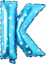 16" Inch Single Blue with Star Alphabet Letter Number Balloons Aluminum Hanging
