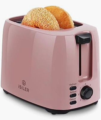 iSiLER 2-Slice Pink Wide Slot Toaster, 7 Settings, Defrost/Reheat/Cancel 750W