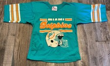 Vintage Miami Dolphins V-Neck T Shirt Size Youth SZ Large/7 made In USA Garan