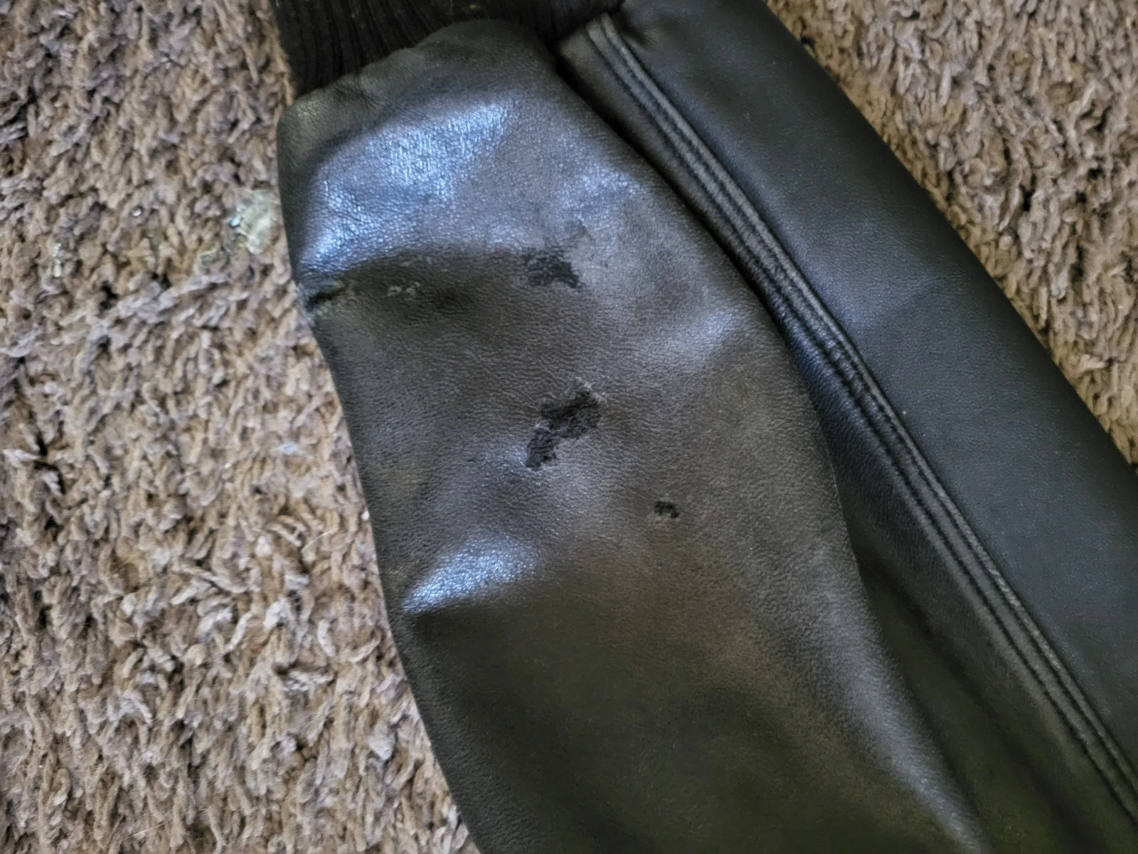 Pelle Pelle Marc Buchanan Leather Bomber Jacket Black/Brown 50 Lined Zip - product detail image 20