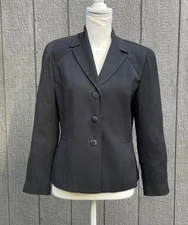 Womens Blazer - Three Button Jacket Renfrew Career Sz 4 Black Workwear