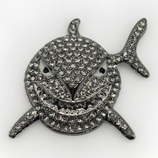 Iced Out Big Shark Pendant Silver Stainless Steel Hip Hop Jewelry 