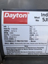 Dayton Industrial Motor 3 HP 1PH 115/230 230V