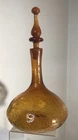 VINTAGE BLENKO GLASS DECANTER 6516 HONEY WHEAT CRACKLE JOEL MYERS 13.25"