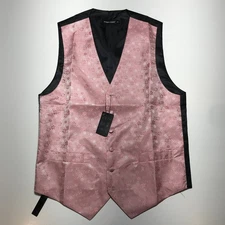 NWT Barry Wang Dusty Rose Waistcoat Elegant Floral Print Wedding Vest Mens Small