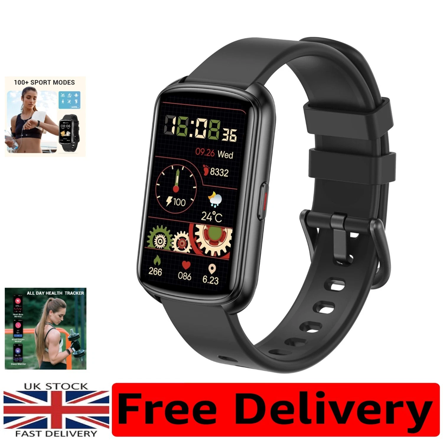 1.47 Inch Waterproof Fitness Tracker Smartwatch - Heart Rate & Sleep Monitor