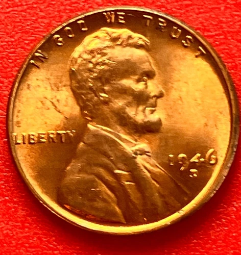 1946-D Lincoln Wheat Cent Penny GEM RED BU From an Original Bank Roll