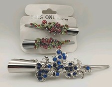 3Pcs Retro Flower Hair Clips Alligator Clamp Rhinestone Crystal Wedding Barrette