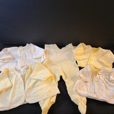 Vintage 80s Infant Kids Sleepwear 5 Pcs Yellow White Carter's T-shirts Jumper