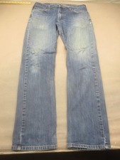 Carhartt Size 36x36 Mens Blue Cotton Blend Straight Pockets Zip Work Jeans 029