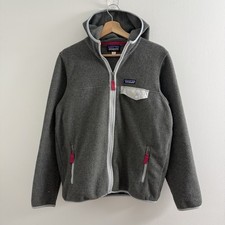Patagonia Synchilla Full Zip Hooded Fleece Jacket Women  s Sz Medium Gray Pink