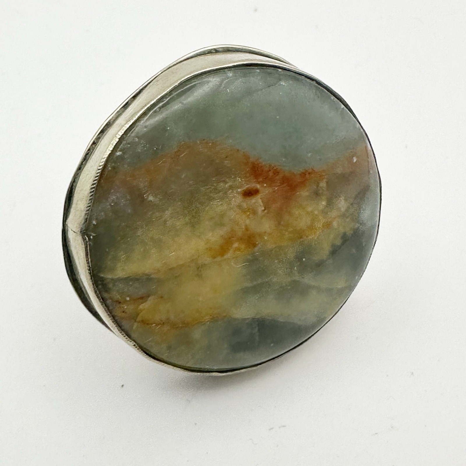 Western Large Stone Adjustable Ring Green Yellow … - image 1