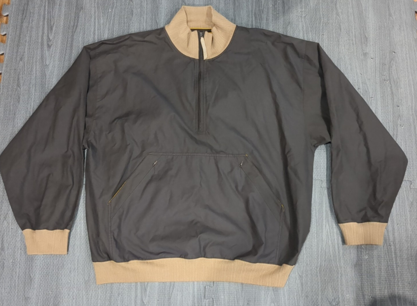 AEM'KEI Light Quarter Zip Windbreaker Brown Beige Size XL 128 Long Sleeve image 2