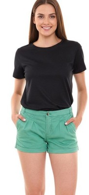 AjC Damen Hot-Pants mit Bügelfalten Chino-Shorts mit fixiertem Umschlag