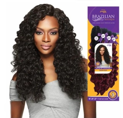 Outre Purple Pack Wigs Brazilian Boutique Deep Wave Hair Bundle Set