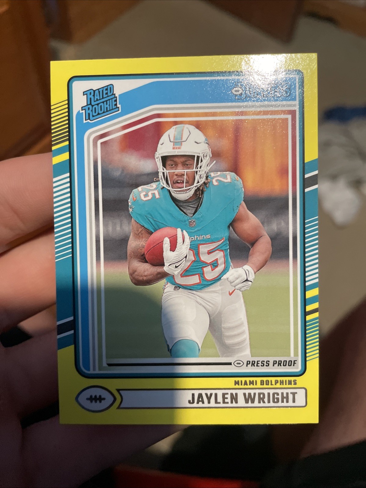 2024 Panini Donruss - Rated Rookie Jaylen Wright #344 Press Proof Yellow (RC)