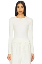 ENZA COSTA Textured Knit Crew Top Vanilla XS $165 E1 298